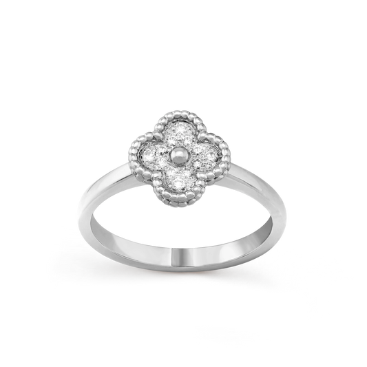 Van Cleef & Arpels Sweet Alhambra Ring Full Diamond and 18k White Gold