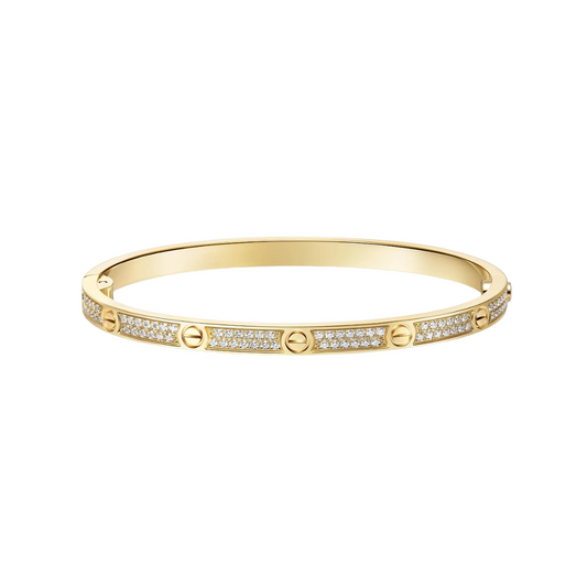 Cartier Small Love Bracelet Full Pave Diaonds 18k Gold