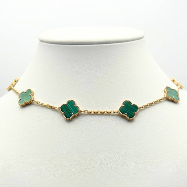 Van Cleef & Arpels Alhambra necklace 10 motifs, Malachite 18K Yellow Gold (Pre-Owned)