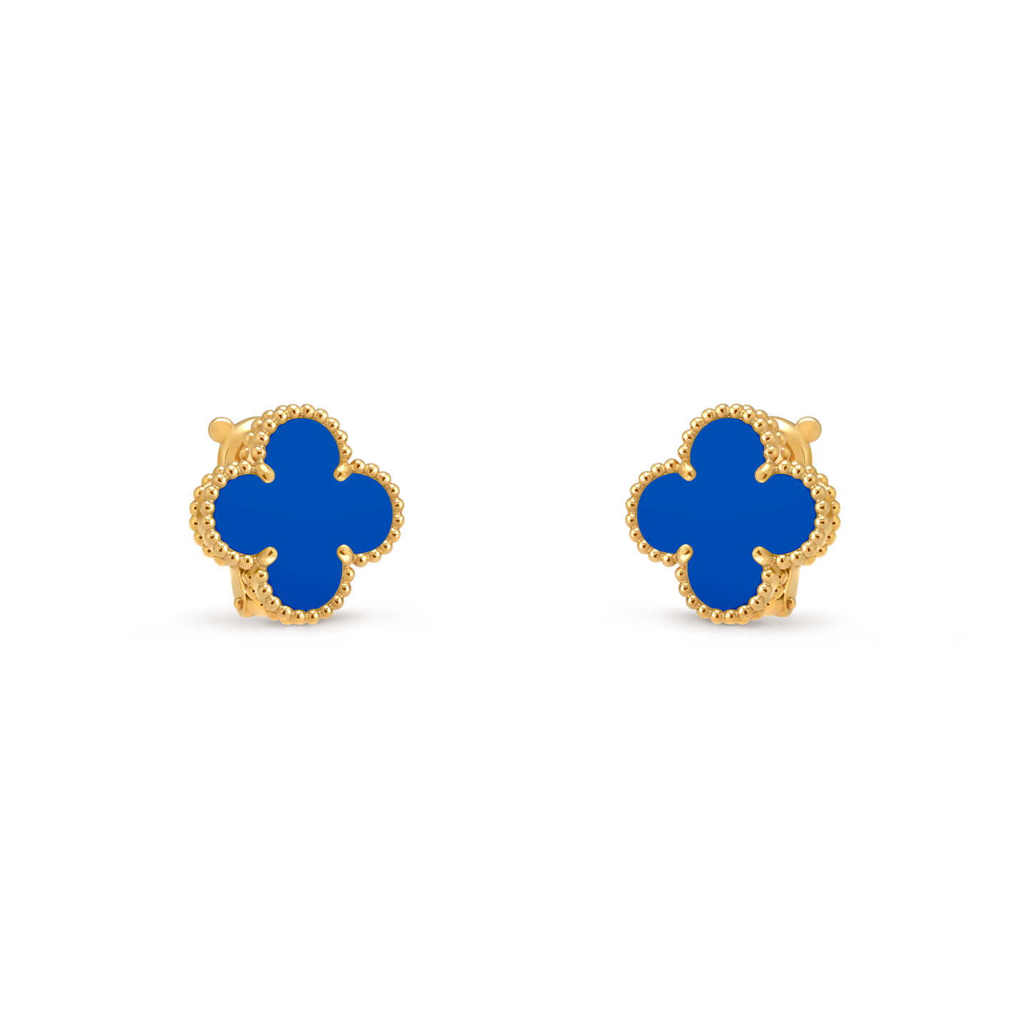 Van Cleef & Arpels Vintage Alhambra Earrings Agate 18K Yellow Gold