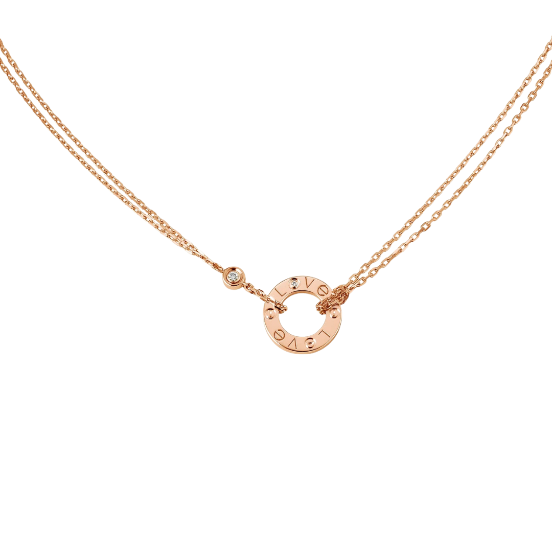 Cartier LOVE Pendant – 18K ROSE Gold with 2 Diamonds