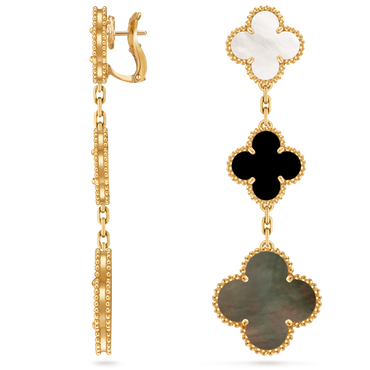 Van Cleef & Arpels Magic 3 motifs Alhambra earrings Mother of pearl and Onyx