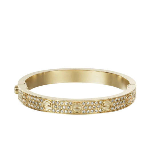 Cartier Love Bracelet Diamond Pave 18k Yellow Gold