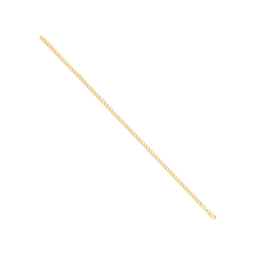 14ct Yellow Gold Hollow Beveled Curb 3.5mm Chain | Maison D'amour Luxury Fine Jewellery Collection Online