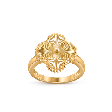 Van Cleef & Arpels Vintage Alhambra Guilloché Ring – 18K Yellow Gold (Pre-Owned)