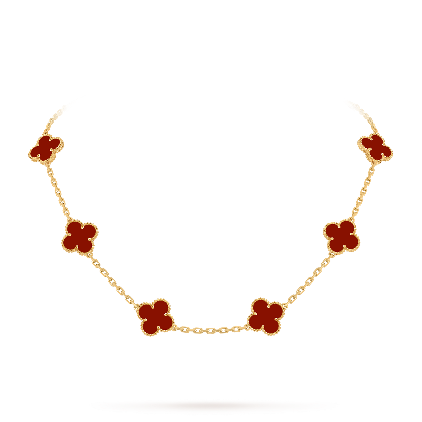 Van Cleef & Arpels Alhambra necklace 10 motifs, Carnelian 18K Yellow Gold (Pre-Owned)