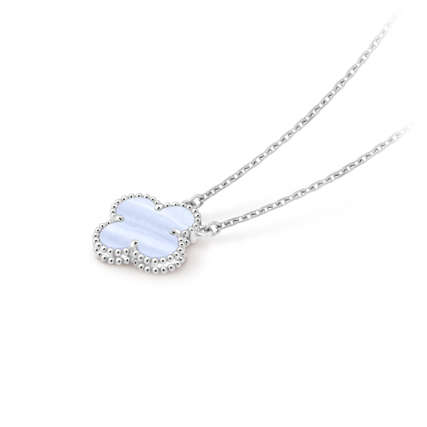 Van Cleef & Arpels Sweet Alhambra Pendant – Chalcedony, 18K White Gold (Pre-Owned)