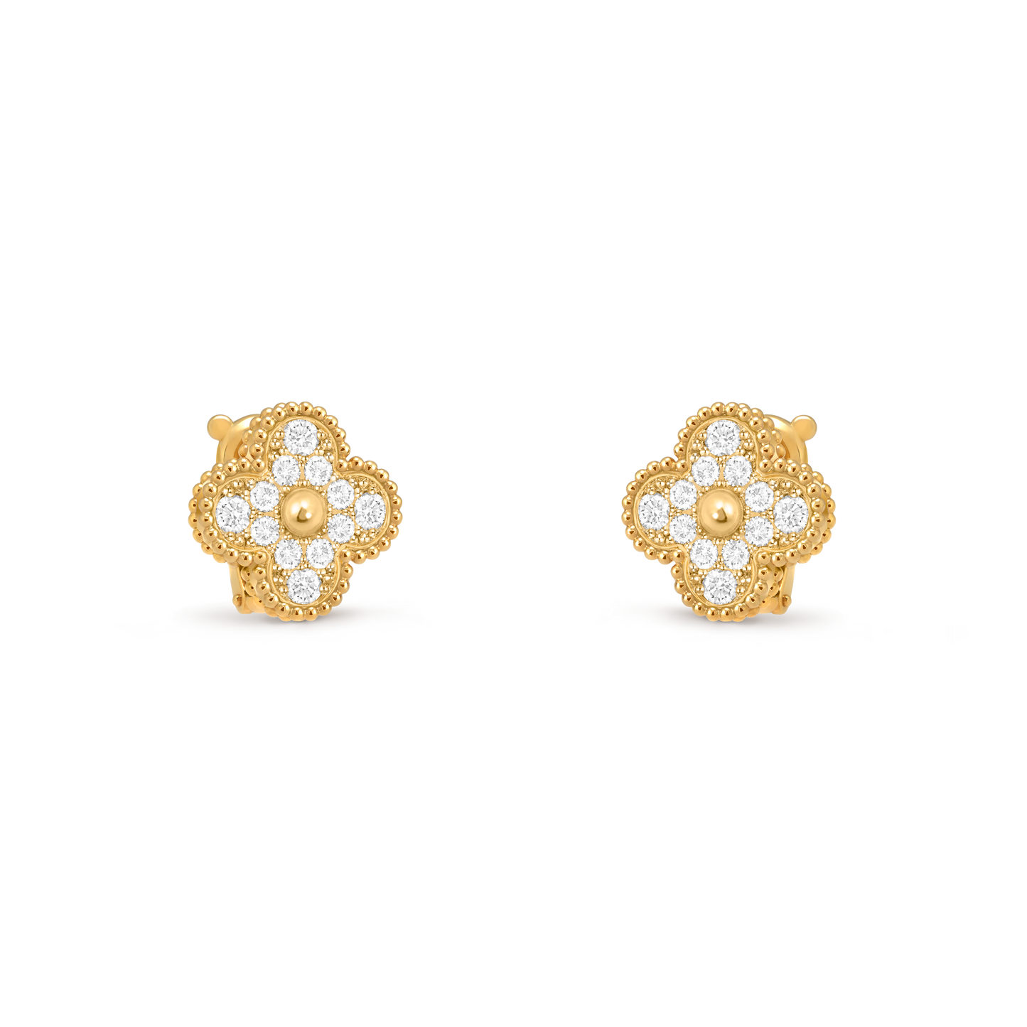 Van Cleef & Arpels Vintage Alhambra Earrings Diamond 18K Yellow Gold