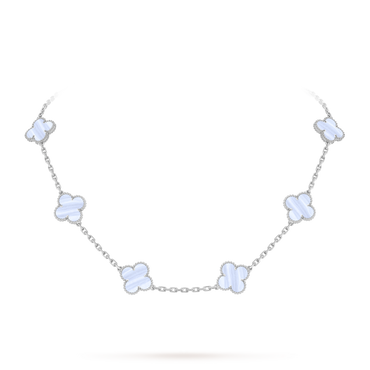 Van Cleef & Arpels Alhambra necklace 10 motifs, Chalcedony 18K White Gold (Pre-Owned)