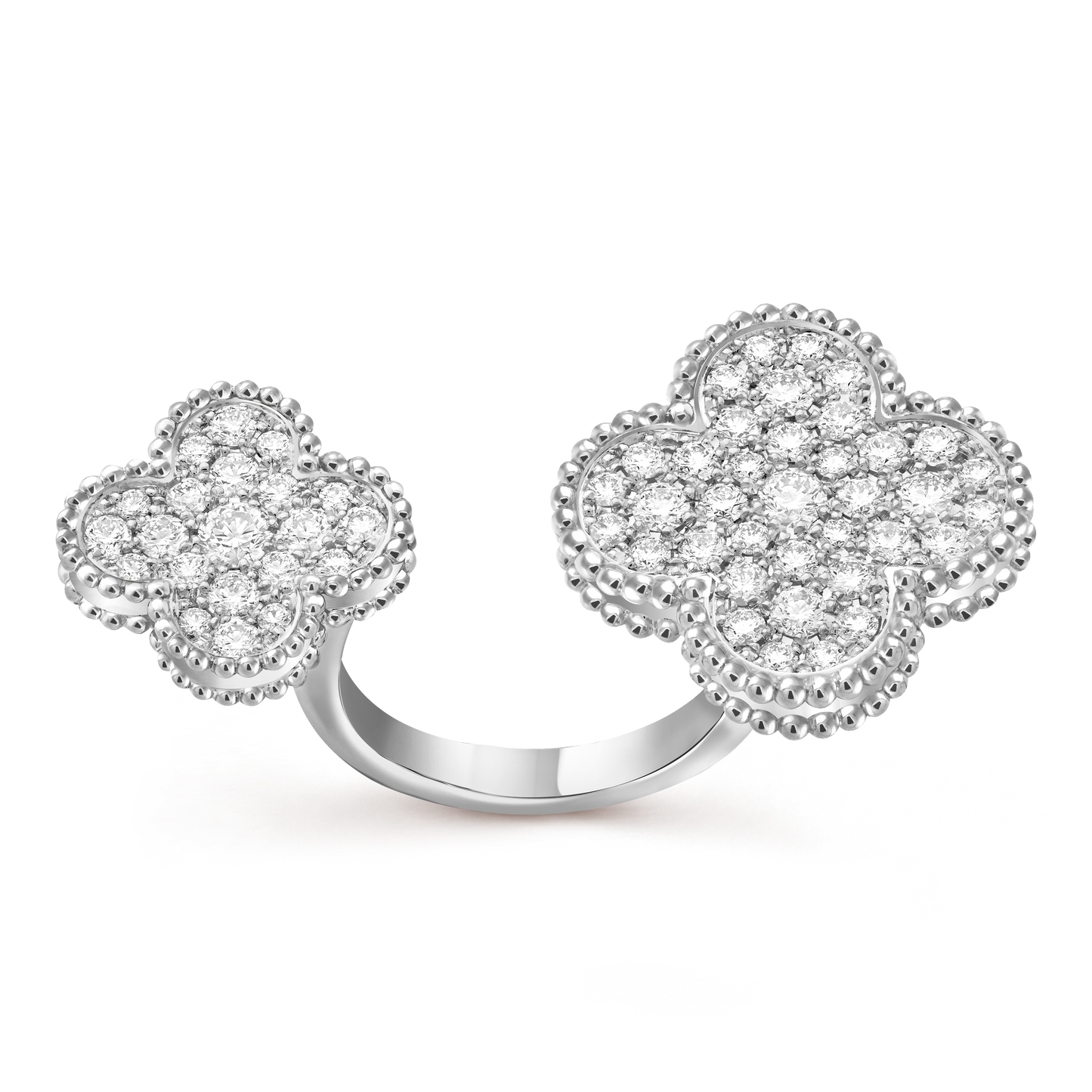 Van Cleef & Arpels Magic Alhambra between the finger Ring Full Diamond 18k White Gold