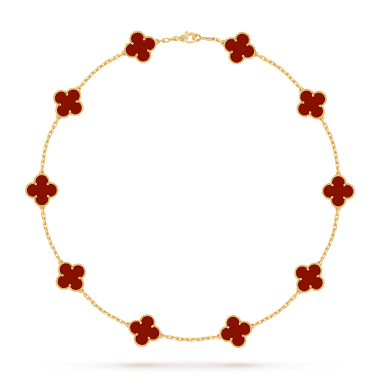 Van Cleef & Arpels Alhambra necklace 10 motifs, Carnelian 18K Yellow Gold (Pre-Owned)