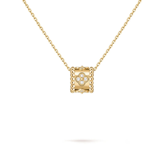 Van Cleef & Arpels Perlee Diamond Clover Pendant 18K Yellow Gold – (Pre-Owned)