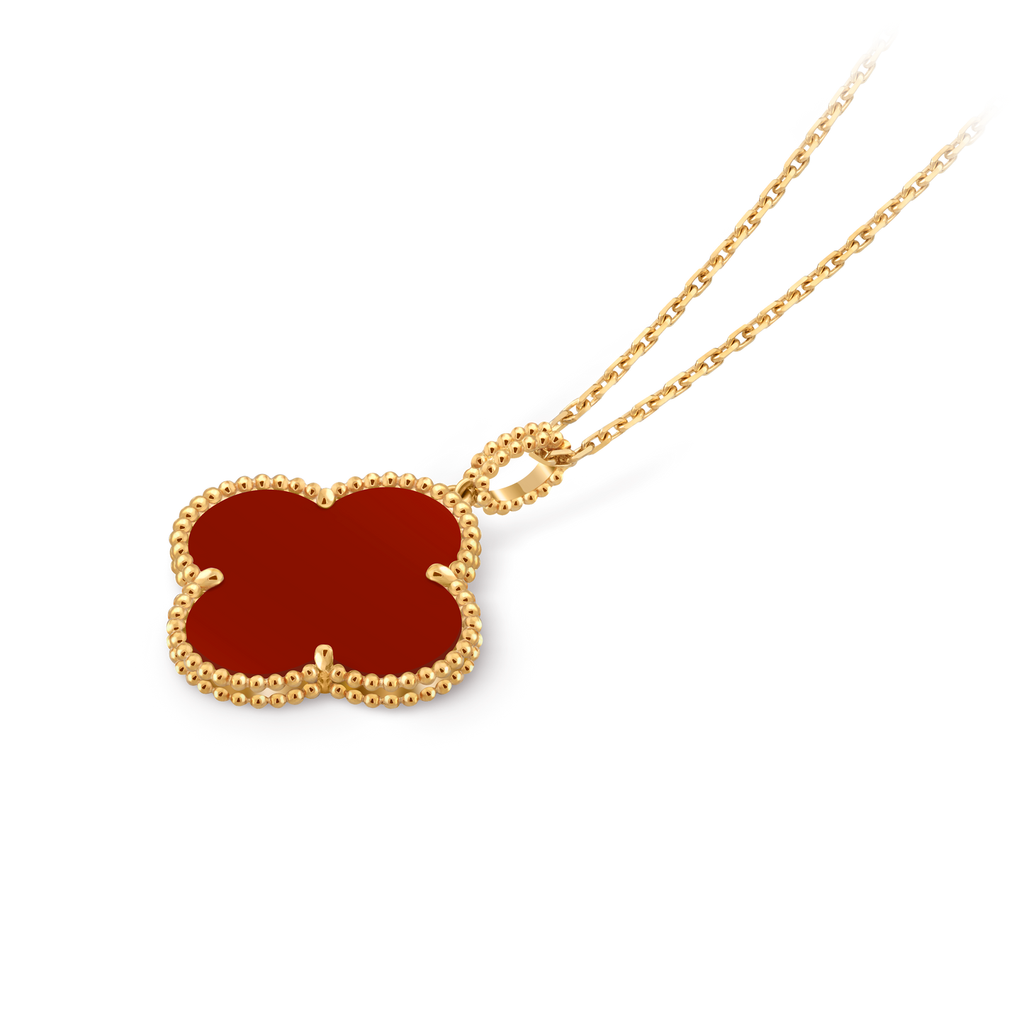 Van Cleef & Arpels Alhambra Pendant Carnelian, 18K Yellow Gold (Pre-Owned)