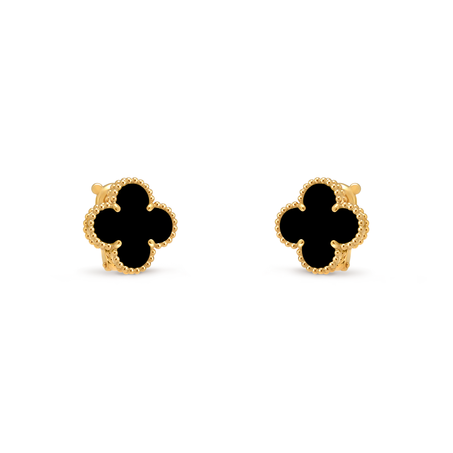 Van Cleef & Arpels Vintage Alhambra Earrings Onyx 18K Yellow Gold