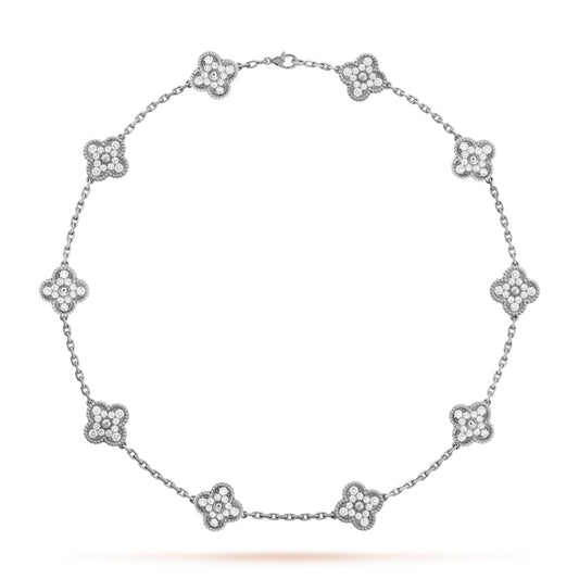 Van Cleef & Arpels Alhambra necklace 10 motifs, Diamond 18K White Gold (Pre-Owned)