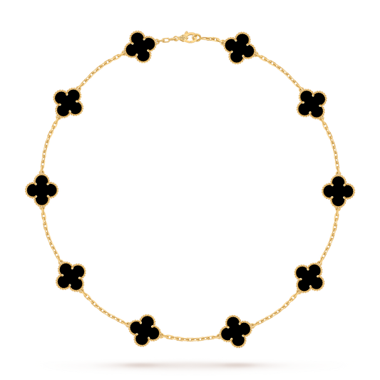 Van Cleef & Arpels Alhambra necklace 10 motifs, Onyx 18K Yellow Gold (Pre-Owned)
