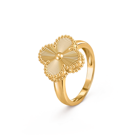 Van Cleef & Arpels Vintage Alhambra Guilloché Ring – 18K Yellow Gold (Pre-Owned)