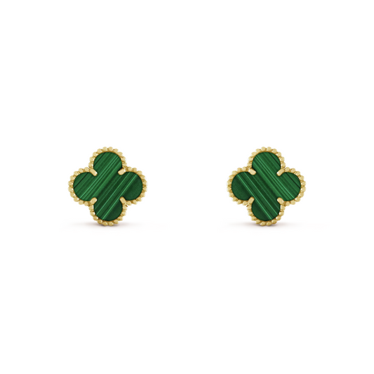Van Cleef & Arpels Vintage Alhambra Earrings Malachite 18K Yellow Gold