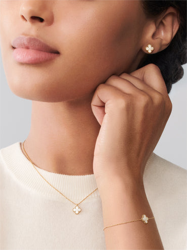 VAN CLEEF & ARPELS SWEET ALHAMBRA EARRINGS MOTHER-OF-PEARL 18K YELLOW GOLD