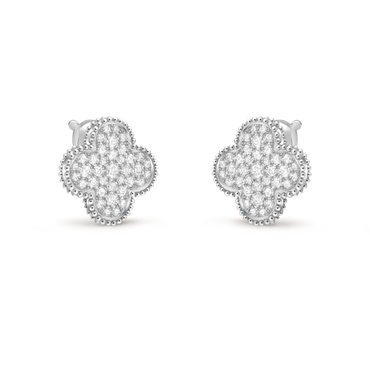 Van Cleef & Arpels Magic Alhambra Earrings Diamond 18K White Gold