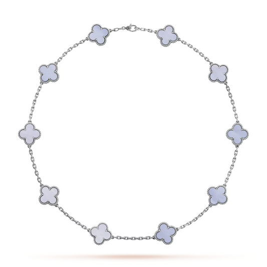 Van Cleef & Arpels Alhambra necklace 10 motifs, Chalcedony 18K White Gold (Pre-Owned)