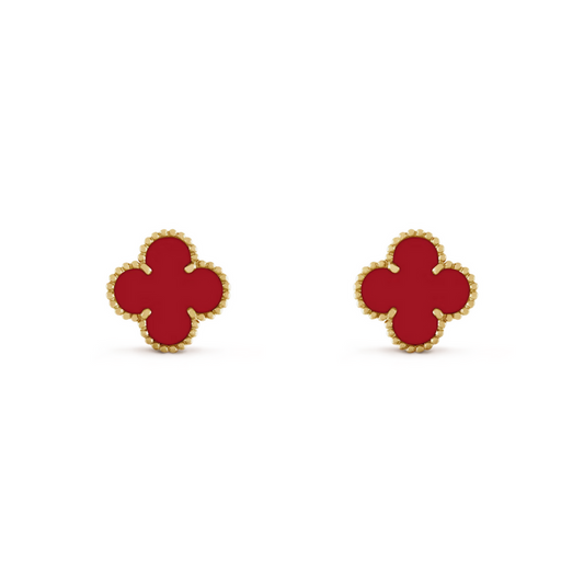 Van Cleef & Arpels Vintage Alhambra Earrings Carnelian 18K Yellow Gold - Maison d'Amour