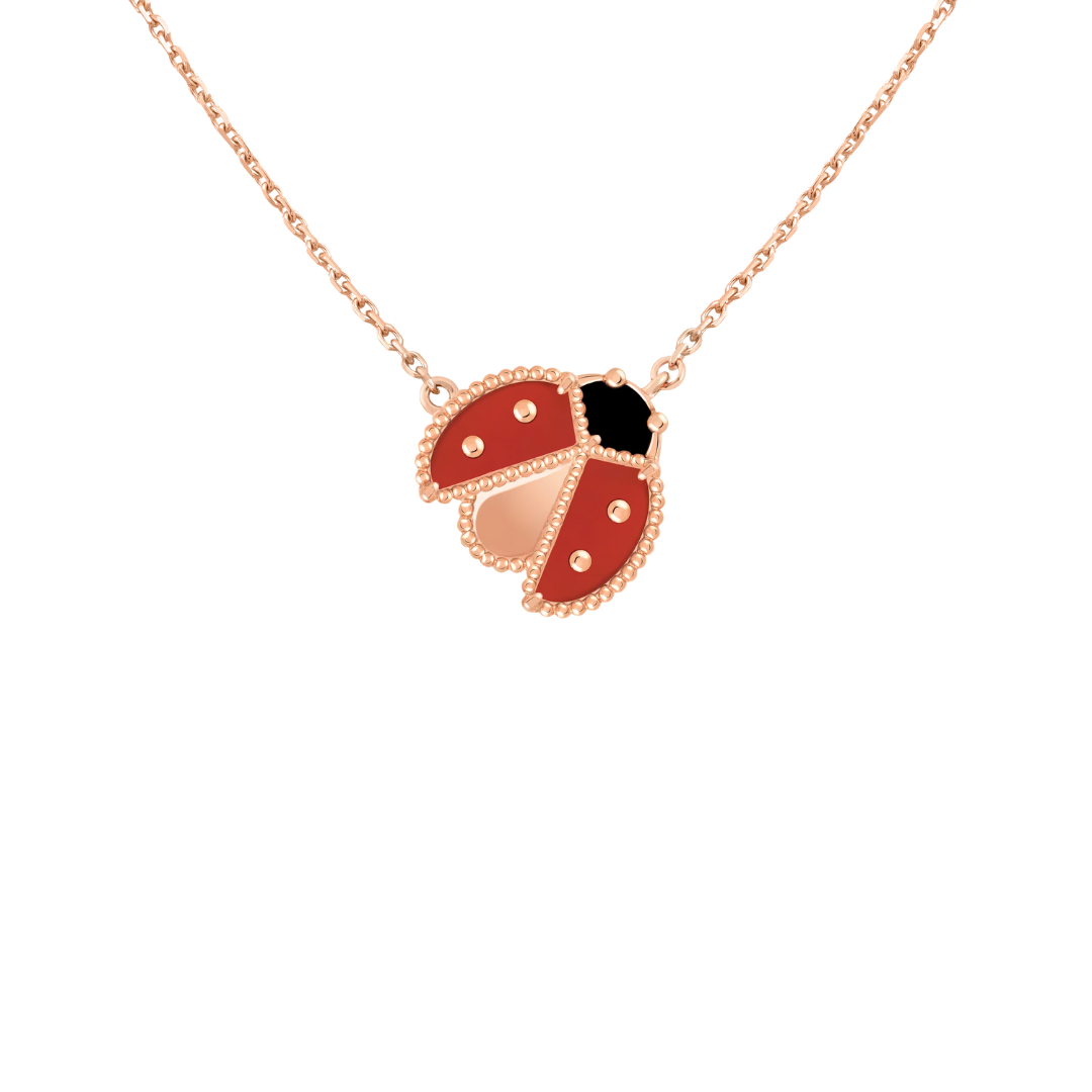 Van Cleef & Arpels Lucky Spring Pendant Open wings Carnelian and Onyx 18K Rose Gold – (Pre-Owned)