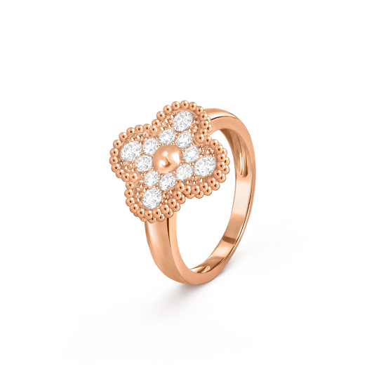 Van Cleef & Arpels Vintage Alhambra Ring Full Diamond and 18k Rose Gold