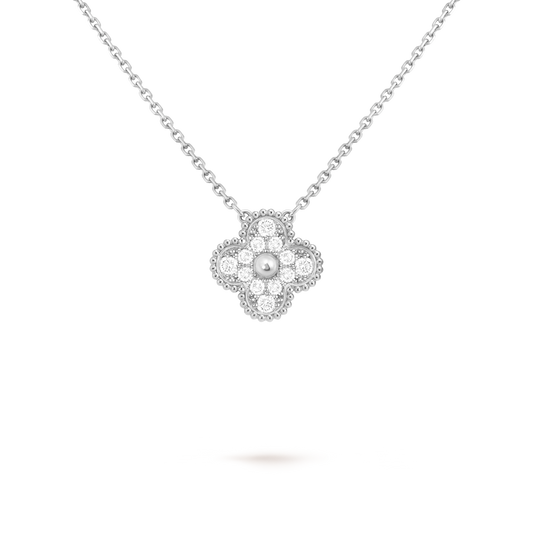 Van Cleef & Arpels vintage Alhambra pendant full diamonds 18K white gold (Pre-Owned)