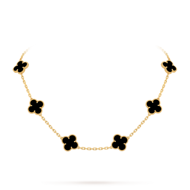 Van Cleef & Arpels Alhambra necklace 10 motifs, Onyx 18K Yellow Gold (Pre-Owned)