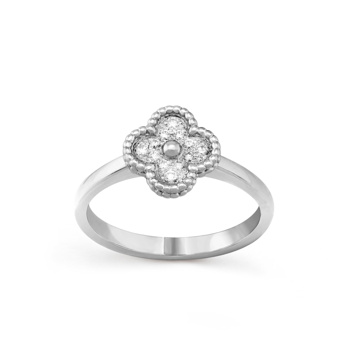 Van Cleef & Arpels Sweet Alhambra Ring Full Diamond and 18k White Gold