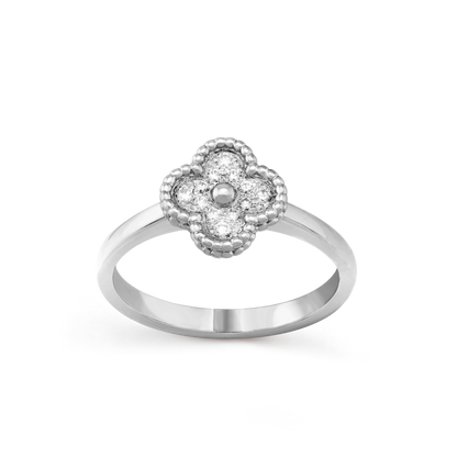 Van Cleef & Arpels Sweet Alhambra Ring Full Diamond and 18k White Gold