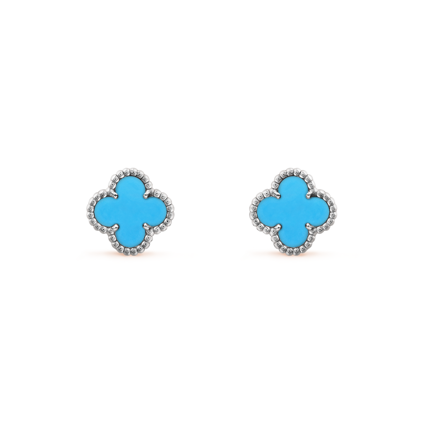 Van Cleef & Arpels Vintage Sweet Alhambra Earrings Turquoise 18K White Gold