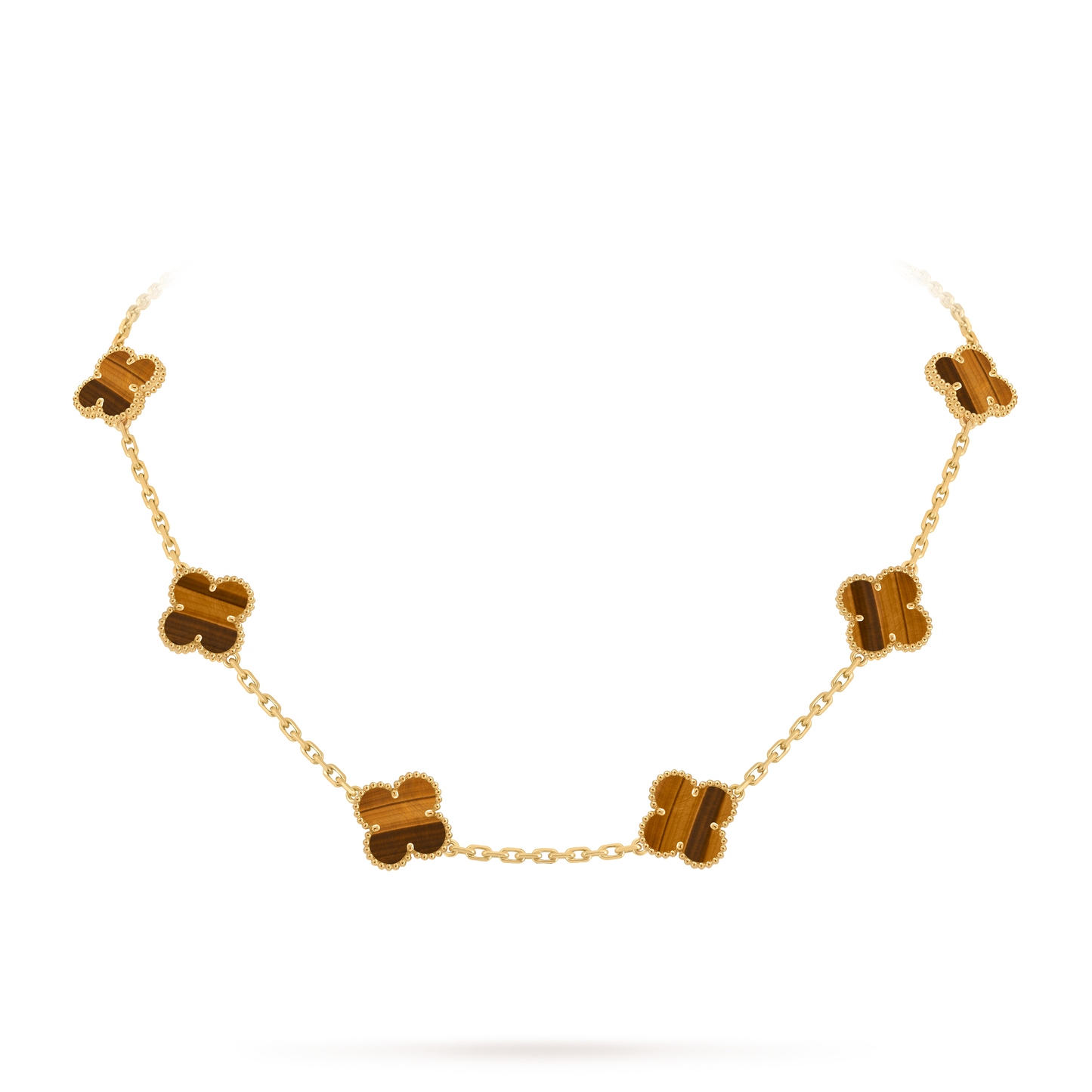 Van Cleef & Arpels Alhambra necklace 10 motifs, Tiger Eye 18K Yellow Gold (Pre-Owned)