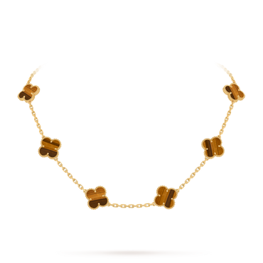Van Cleef & Arpels Alhambra necklace 10 motifs, Tiger Eye 18K Yellow Gold (Pre-Owned)
