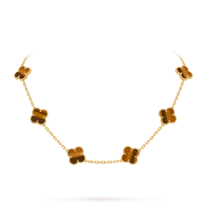 Van Cleef & Arpels Alhambra necklace 10 motifs, Tiger Eye 18K Yellow Gold (Pre-Owned)