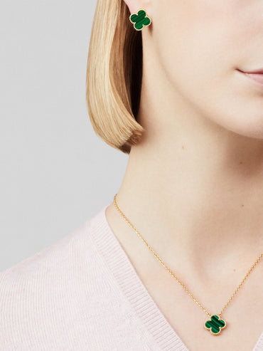 Van Cleef & Arpels Sweet Alhambra Pendant – Malachite, 18K Yellow Gold