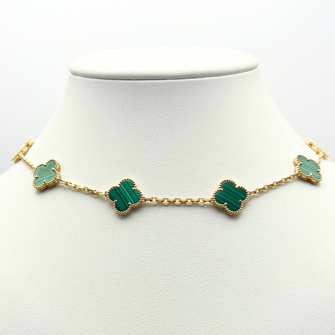 Van Cleef & Arpels Alhambra necklace 10 motifs, Malachite 18K Yellow Gold (Pre-Owned)