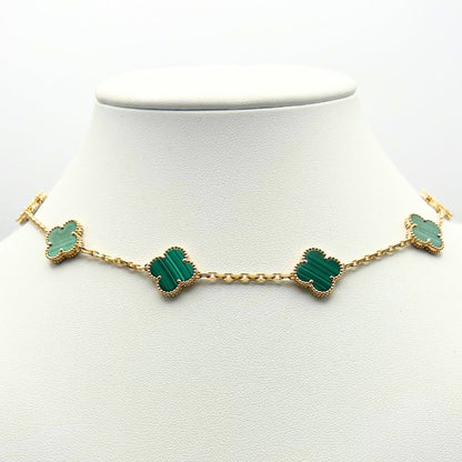 Van Cleef & Arpels Alhambra necklace 10 motifs, Malachite 18K Yellow Gold (Pre-Owned)