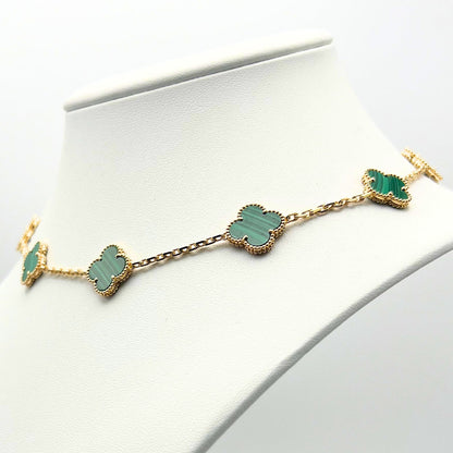 Van Cleef & Arpels Alhambra necklace 10 motifs, Malachite 18K Yellow Gold (Pre-Owned)