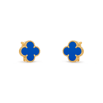 Van Cleef & Arpels Vintage Alhambra Earrings Agate 18K Yellow Gold