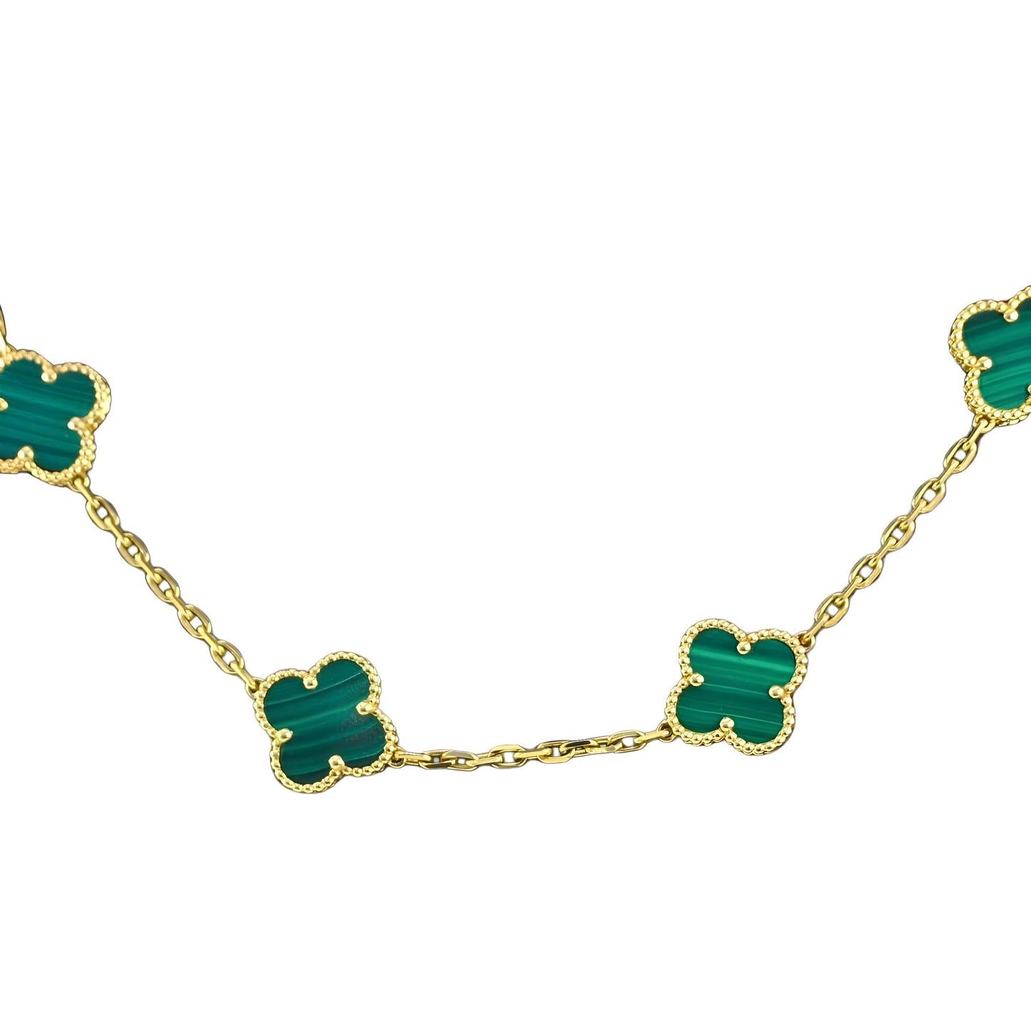 Van Cleef & Arpels Alhambra necklace 10 motifs, Malachite 18K Yellow Gold (Pre-Owned)