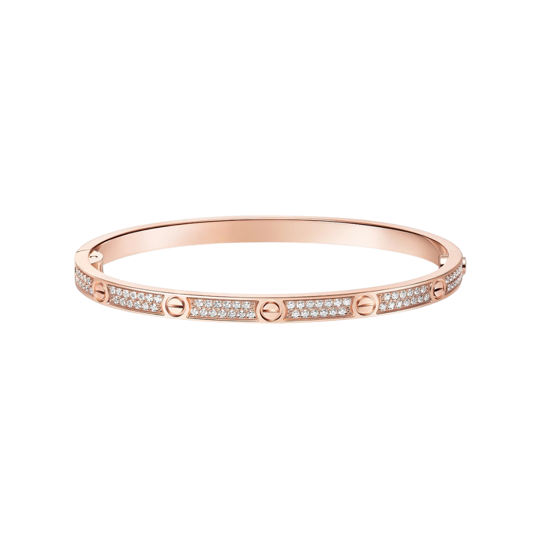 Cartier Small Love Bracelet Full Pave Diaonds 18k Gold