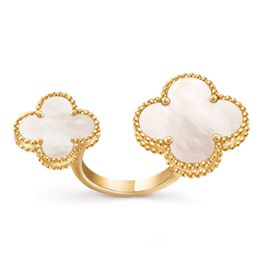 Van Cleef & Arpels Magic Alhambra between the finger Ring 18k Yellow Gold Mother of Pearl
