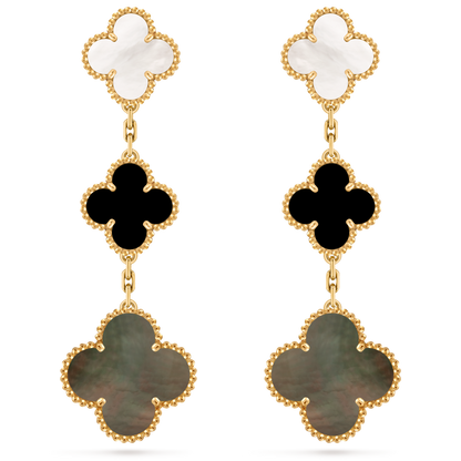 Van Cleef & Arpels Magic 3 motifs Alhambra earrings Mother of pearl and Onyx