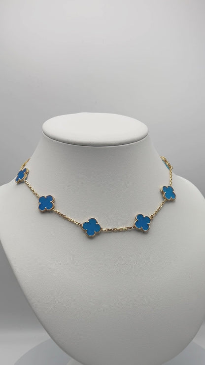 Van Cleef & Arpels Alhambra necklace 10 motifs, Agate 18K Yellow Gold (Pre-Owned)