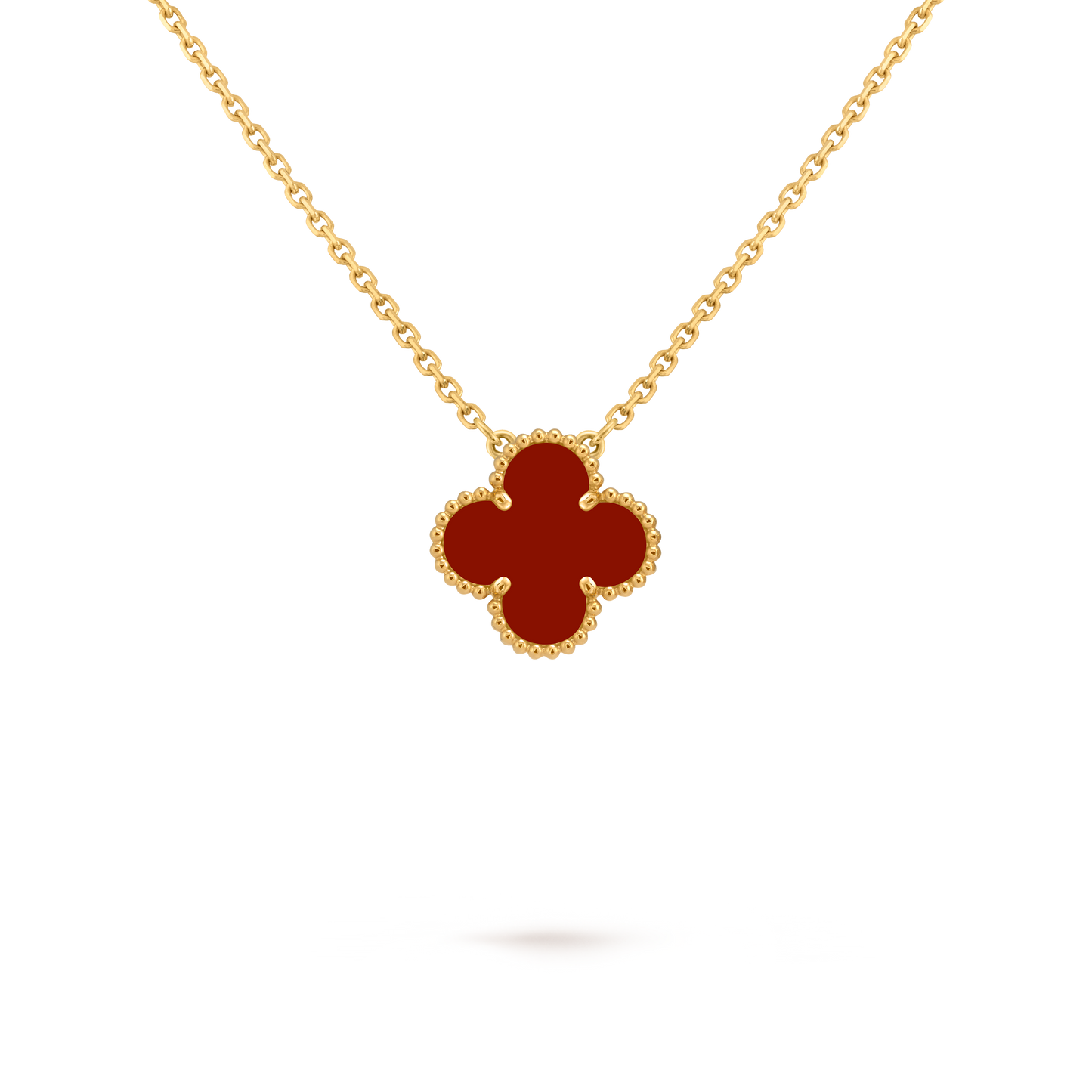 Van Cleef & Arpels Alhambra Pendant Carnelian, 18K Yellow Gold (Pre-Owned)