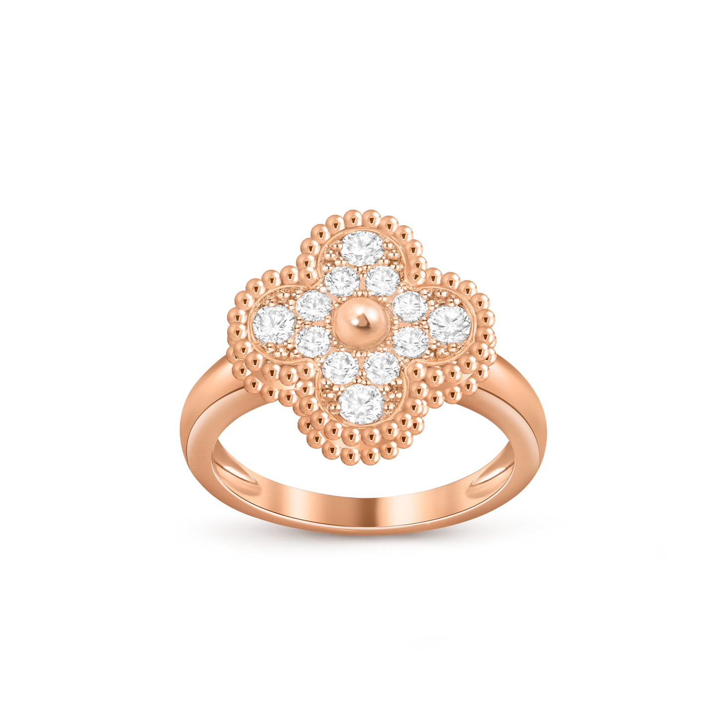 Van Cleef & Arpels Vintage Alhambra Ring Full Diamond and 18k Rose Gold