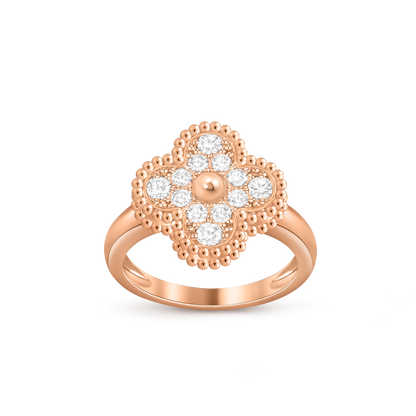 Van Cleef & Arpels Vintage Alhambra Ring Full Diamond and 18k Rose Gold