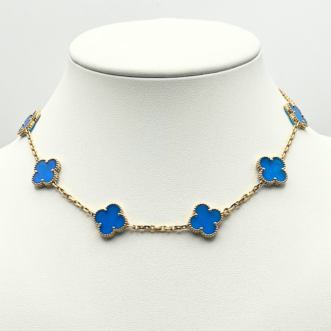 Van Cleef & Arpels Alhambra necklace 10 motifs, Agate 18K Yellow Gold (Pre-Owned)